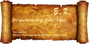 Brandenburg Káldor névjegykártya